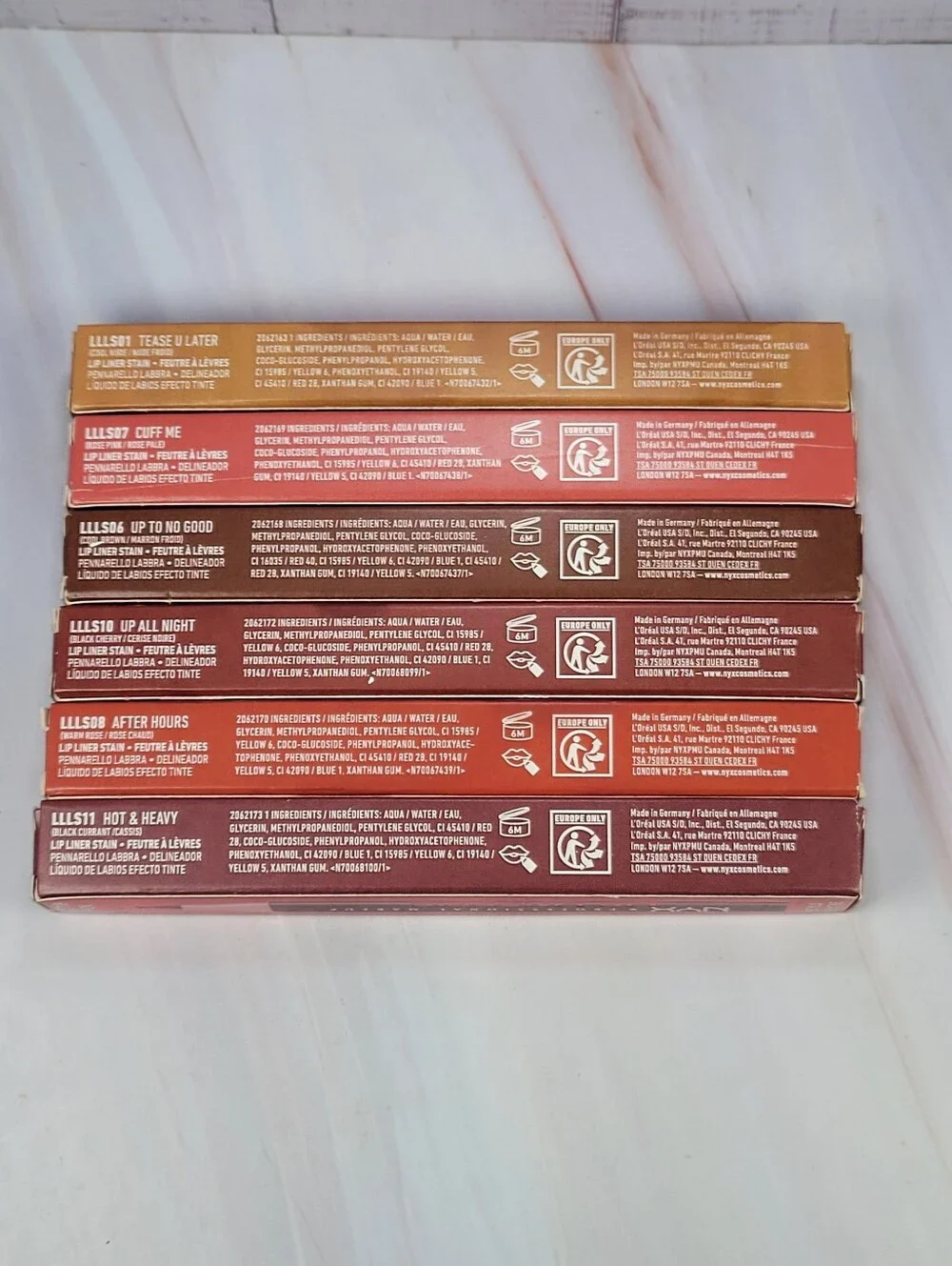 6 Piece NYX Lip Lingerie Lip Liner Stain Bundle BNIB